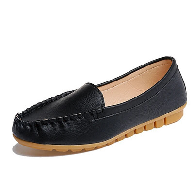 Φθινοπωρινά Ανοιξιάτικα Γυναικεία Loafers Δερμάτινα slip on Shoes Λευκά Γυναικεία Παπούτσια Γυναικεία Solid Flats Boat Shoes Μαύρα zapatos mujer 2433