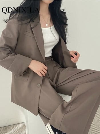 Νέο σε Κορεάτικο Σετ μικρό κοστούμι Γυναικείο κοστούμι Παντελόνι Blazer Femenino Ροζ Κοστούμι Παλτό Γυναικείο Σετ γραφείου Γυναίκα 2 τεμάχια Γυναικείο Clotheng