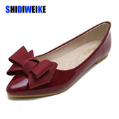 Ljetne modne ženske ravne cipele Crvene ženske ravne cipele Ležerne natikače Mekane natikače s mašnom i špicastim vrhovima Dnevne ravne cipele velike veličine 43 AB052