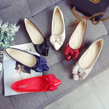 Летни модни дамски обувки с равни обувки Червени дамски обувки с равни обувки Ежедневни мокасини Меки ежедневни равни обувки с остър връх с панделка, голям размер 43 AB052