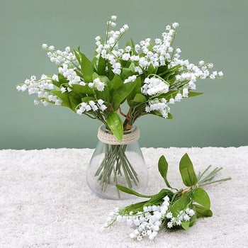 6 τμχ Πλαστικό Λευκό Bellflower Beautiful Lilies Valley Ψεύτικα φυτά Μπουκέτο Γάμος Φωτογράφηση σπιτιού Στέγη Διακοσμητική σύνθεση