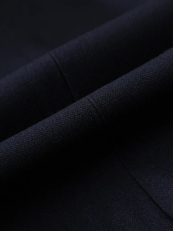 Aukštos kokybės moteriškas kelnių kostiumas biuro moteriškas tamsiai mėlynas švarkas ir kelnės Moteriška verslo apranga, formalus 2 dalių komplektas