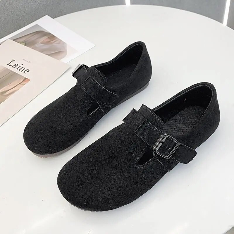 2022. gada jauni vienkrāsaini īsi zābaki ar sprādzes siksniņu Sieviešu apavi pūkaini plīša, uzvelkami plakani apavi Ziemas silti zābaciņi sieviešu sniega zābaki