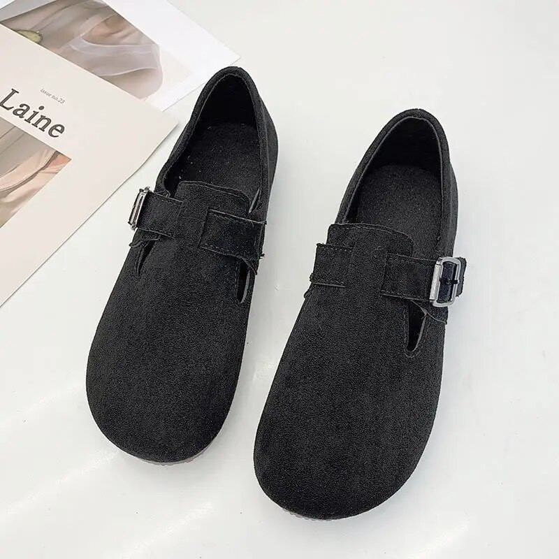 2022. gada jauni vienkrāsaini īsi zābaki ar sprādzes siksniņu Sieviešu apavi pūkaini plīša, uzvelkami plakani apavi Ziemas silti zābaciņi sieviešu sniega zābaki