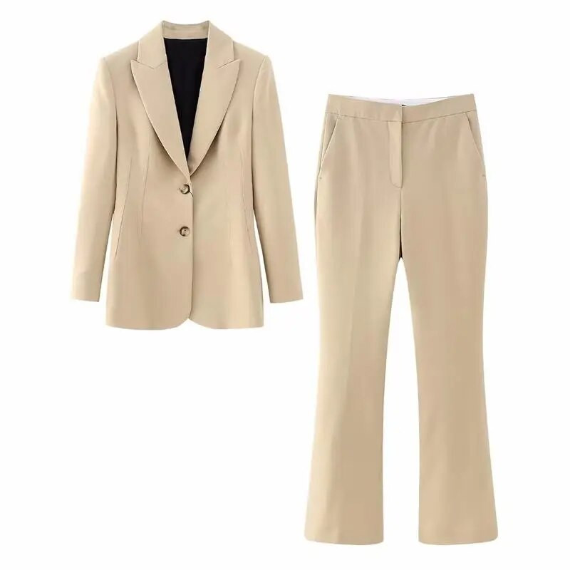 Proljeće 2023. Novi komplet hlača Modna uska odijela s V-izrezom Uredski blejzeri Žensko odijelo Ružičasto odijelo s hlačama visokog struka Ženski dvodijelni komplet