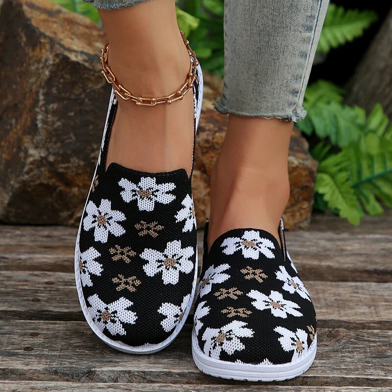 Ljetne ženske ravne cipele velike veličine Okrugla glava Uzorak mliječne krave Prozračne tenisice Udobne natikače Zapatos Para Mujeres