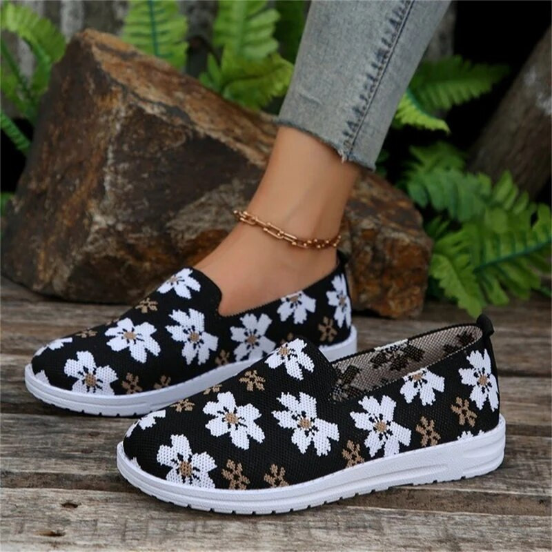 Ljetne ženske ravne cipele velike veličine Okrugla glava Uzorak mliječne krave Prozračne tenisice Udobne natikače Zapatos Para Mujeres