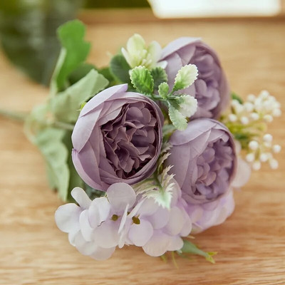 Művirágok Lila bazsarózsa Művirágok Lila Selyem Hamis Vegyes Bazsarózsa Virág Otthon Esküvői Csokrok Dekoráció