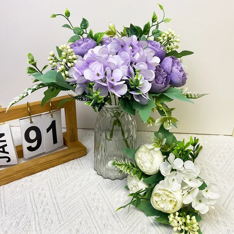 Művirágok Lila bazsarózsa Művirágok Lila Selyem Hamis Vegyes Bazsarózsa Virág Otthon Esküvői Csokrok Dekoráció