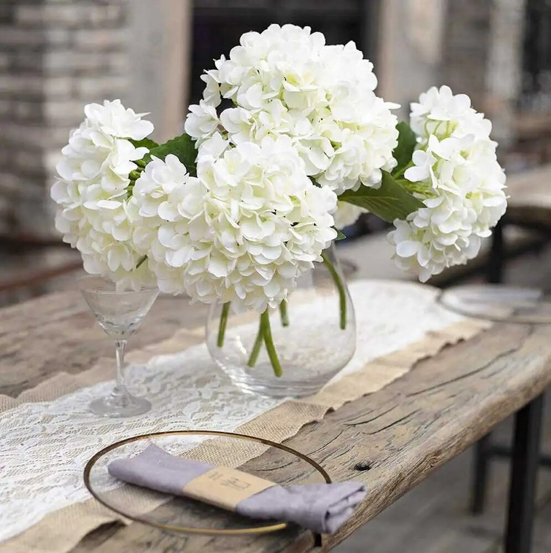 5/10 komada bijelih umjetnih svilenih božura s velikim cvjetnim glavama za svadbene kućne DIY dekoracije za zabave Lažno umjetno cvijeće Hortenzija Rukotvorine