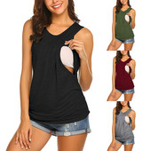 Majica bez rukava za trudnice Ženska majica za dojenje Ležerna majica bez rukava s okruglim izrezom s bočnim naborima Osnovna majica za dojenje Majica za trudnice i dojenje