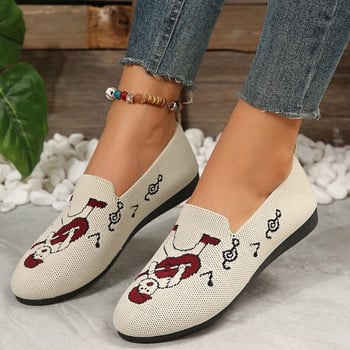Дамски равни плетени обувки Модни дамски плоски ежедневни обувки с кръгли пръсти Балетни обувки Дамски леки удобни обувки Zapatillas