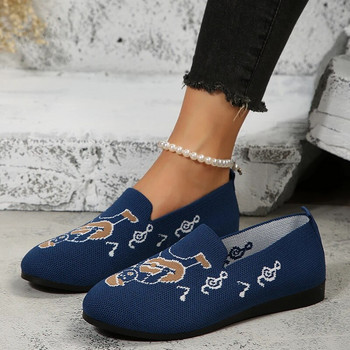 Дамски равни плетени обувки Модни дамски плоски ежедневни обувки с кръгли пръсти Балетни обувки Дамски леки удобни обувки Zapatillas