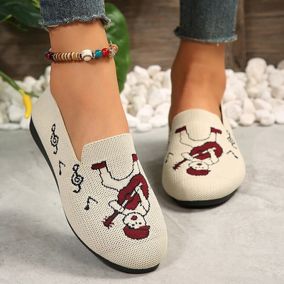 Ženske ravne pletene cipele Modne cipele s okruglim prstima Ženske natikače ravne cipele za slobodno vrijeme Baletne cipele Ženske lagane udobne cipele Zapatillas