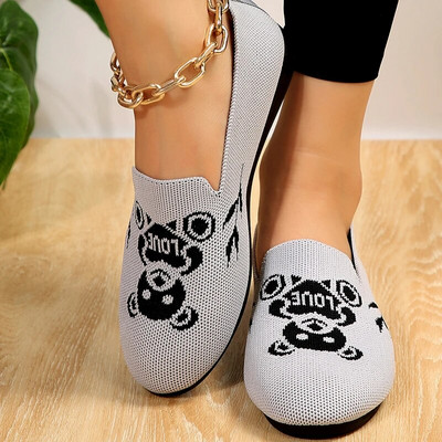 Ženske ravne pletene cipele Modne cipele s okruglim prstima Ženske natikače ravne cipele za slobodno vrijeme Baletne cipele Ženske lagane udobne cipele Zapatillas