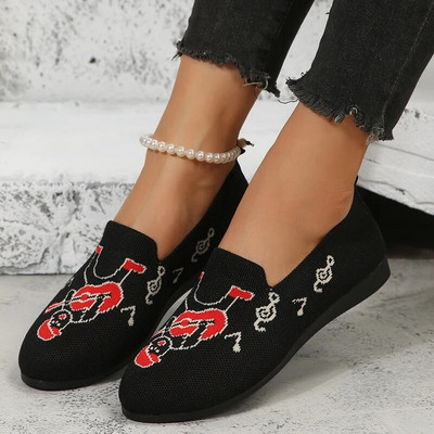 Ženske ravne pletene cipele Modne cipele s okruglim prstima Ženske natikače ravne cipele za slobodno vrijeme Baletne cipele Ženske lagane udobne cipele Zapatillas