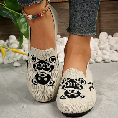 Ženske ravne pletene cipele Modne cipele s okruglim prstima Ženske natikače ravne cipele za slobodno vrijeme Baletne cipele Ženske lagane udobne cipele Zapatillas