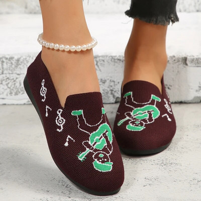 Ženske ravne pletene cipele Modne cipele s okruglim prstima Ženske natikače ravne cipele za slobodno vrijeme Baletne cipele Ženske lagane udobne cipele Zapatillas