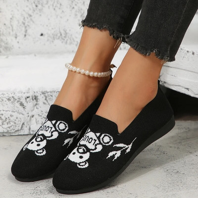 Ženske ravne pletene cipele Modne cipele s okruglim prstima Ženske natikače ravne cipele za slobodno vrijeme Baletne cipele Ženske lagane udobne cipele Zapatillas