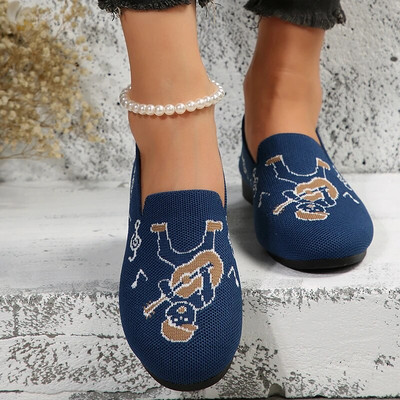 Ženske ravne pletene cipele Modne cipele s okruglim prstima Ženske natikače ravne cipele za slobodno vrijeme Baletne cipele Ženske lagane udobne cipele Zapatillas