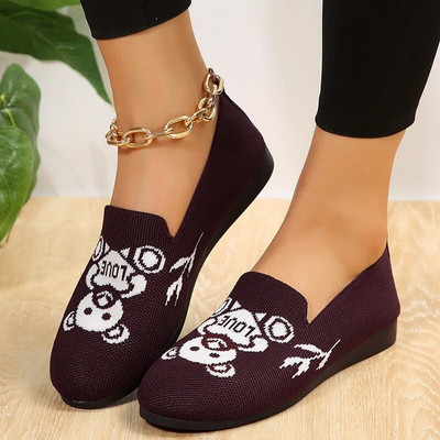 Ženske ravne pletene cipele Modne cipele s okruglim prstima Ženske natikače ravne cipele za slobodno vrijeme Baletne cipele Ženske lagane udobne cipele Zapatillas