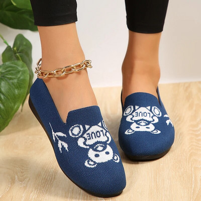 Ženske ravne pletene cipele Modne cipele s okruglim prstima Ženske natikače ravne cipele za slobodno vrijeme Baletne cipele Ženske lagane udobne cipele Zapatillas