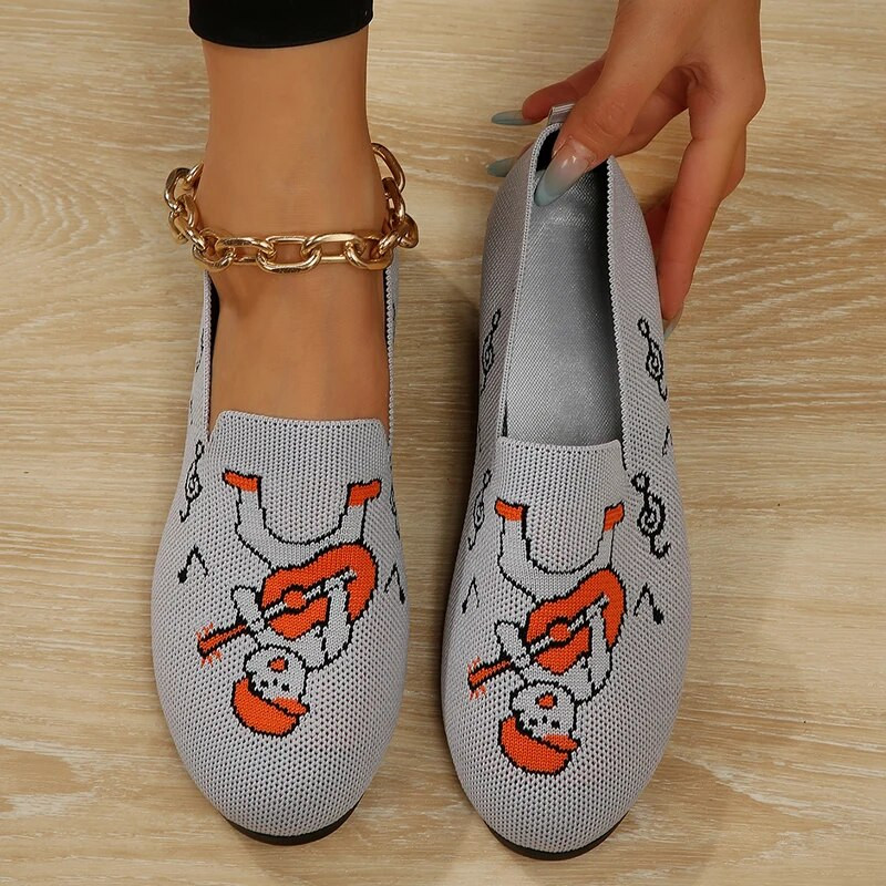 Ženske ravne pletene cipele Modne cipele s okruglim prstima Ženske natikače ravne cipele za slobodno vrijeme Baletne cipele Ženske lagane udobne cipele Zapatillas