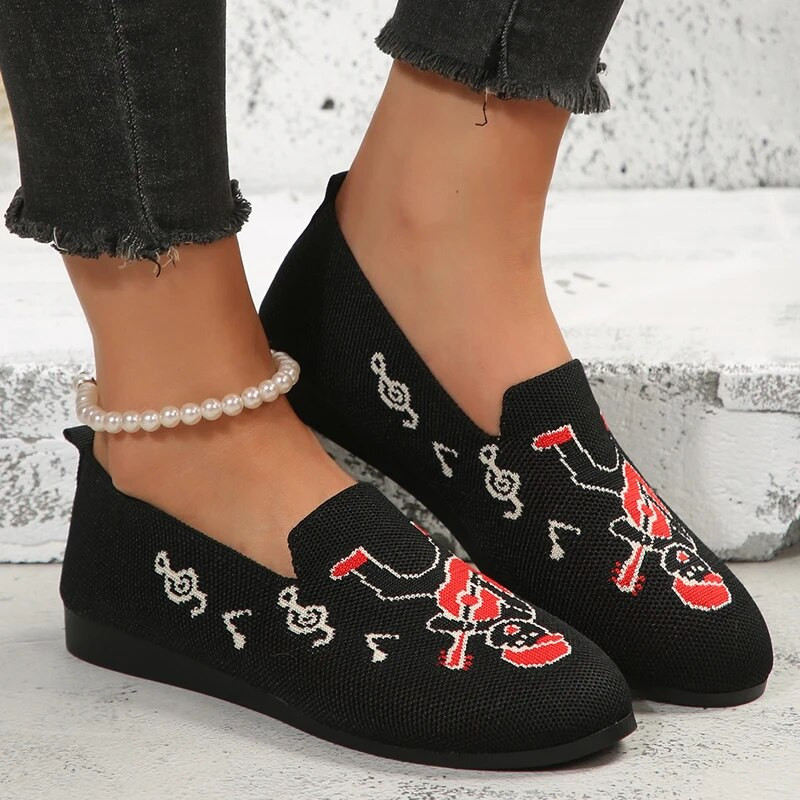 Ženske ravne pletene cipele Modne cipele s okruglim prstima Ženske natikače ravne cipele za slobodno vrijeme Baletne cipele Ženske lagane udobne cipele Zapatillas