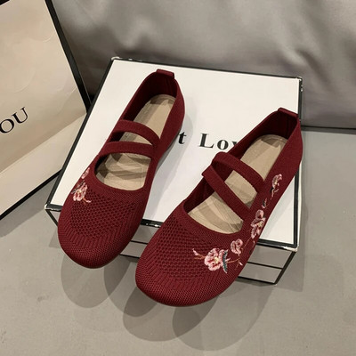 Sieviešu kedas Tīkla elpojošs zieds Ērtas mātes kurpes Mīkstas, masīvas modes sieviešu apavi Viegli vulkanizēti apavi