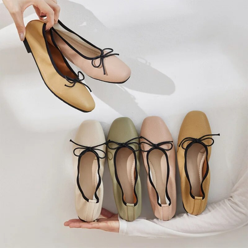 Sieviešu baleta plakanie tauriņi apavi Sievietēm Loafers Ērti plakani Candy Color laivu apavi Mīksti Zapatos Mujer 9604N