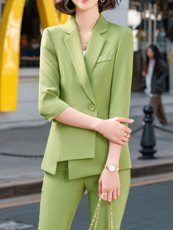 Jauns modes sieviešu biroja uzvalks Vintage, plāns, ciets, žaketes, sadalītas bikses, 2 dab., sieviešu, elegants, elegants bikškostīms