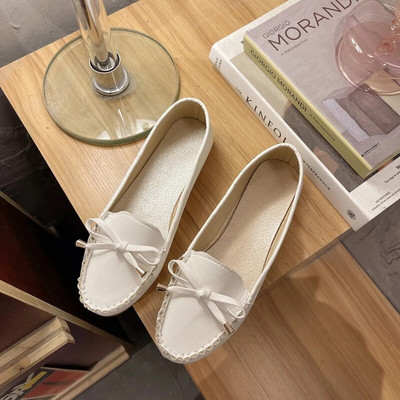 Ženske ravne baletne cipele Izrezane kožne prozračne mokasine Ženske cipele za čamac Balerinke Ženske cipele za slobodno vrijeme Zapatillas Mujer