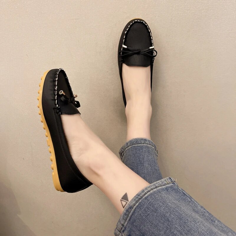 Ženske ravne baletne cipele Izrezane kožne prozračne mokasine Ženske cipele za čamac Balerinke Ženske cipele za slobodno vrijeme Zapatillas Mujer