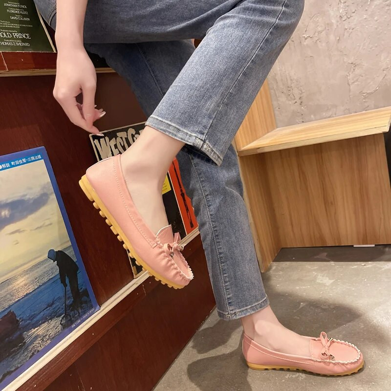 Ženske ravne baletne cipele Izrezane kožne prozračne mokasine Ženske cipele za čamac Balerinke Ženske cipele za slobodno vrijeme Zapatillas Mujer