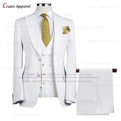 Κλασικό γαμήλιο κοστούμι κουμπάρου Βραδινό δείπνο Προσαρμοσμένες κομψές ανδρικές στολές Επίσημο πάρτι Slim Fit φανελάκι με σακάκι