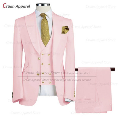 Κλασικό γαμήλιο κοστούμι κουμπάρου Βραδινό δείπνο Προσαρμοσμένες κομψές ανδρικές στολές Επίσημο πάρτι Slim Fit φανελάκι με σακάκι