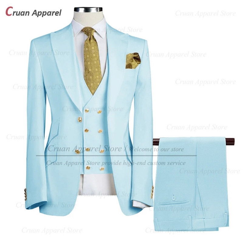 Κλασικό γαμήλιο κοστούμι κουμπάρου Βραδινό δείπνο Προσαρμοσμένες κομψές ανδρικές στολές Επίσημο πάρτι Slim Fit φανελάκι με σακάκι