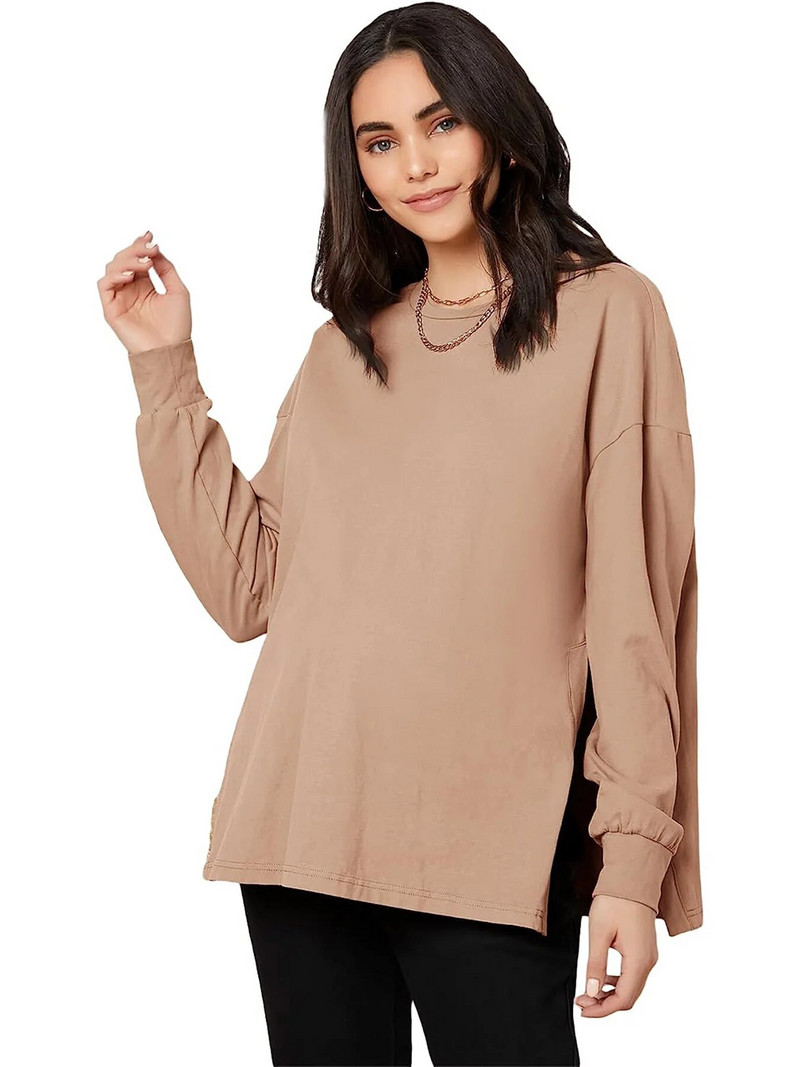 Ženska majica kratkih rukava za trudnice s dugim rukavima s podijeljenim stranama Majice za trudnice Majice za trudnice majice za vježbanje za posao