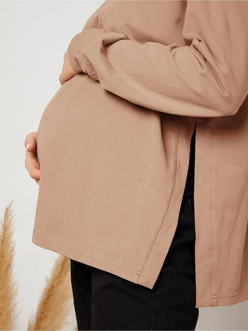 Ženska majica kratkih rukava za trudnice s dugim rukavima s podijeljenim stranama Majice za trudnice Majice za trudnice majice za vježbanje za posao