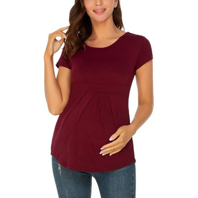 Great Mom ženska ležerna majica s peplum kratkim rukavima za trudnice s cvjetnim printom za ljeto