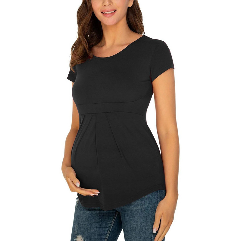 Great Mom ženska ležerna majica s peplum kratkim rukavima za trudnice s cvjetnim printom za ljeto