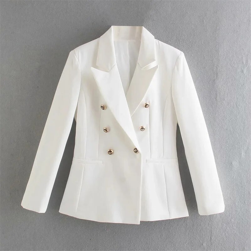 Γιακά με πέτο με διπλό πτερύγιο Λεπτομέρεια Blazer Ροζ μικρό σακάκι κοστούμι Μόδα χαλαρό casual γυναικείο μπουφάν