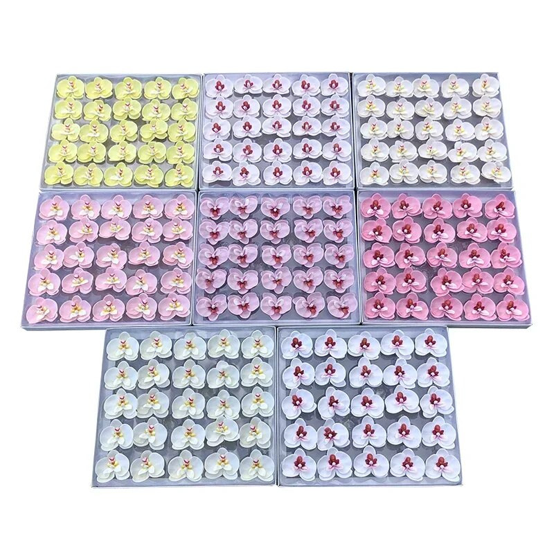 JAUNS 25Gb Ziepju ziedu galva mākslīgā tauriņa orhideja Phalaenopsis ziepju ziedu pušķis DIY dāvanu kastīte Mājas dekors roku darbs kāzas