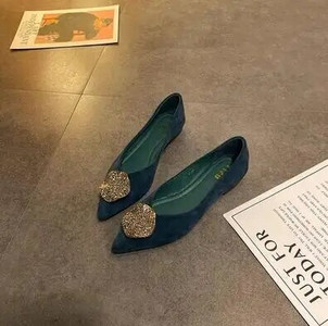 Retro metalne ukrasne modne cipele od brušene kože u korejskom stilu za proljeće/jesen Plitke ravne cipele Ženske cipele na špic za slobodno vrijeme