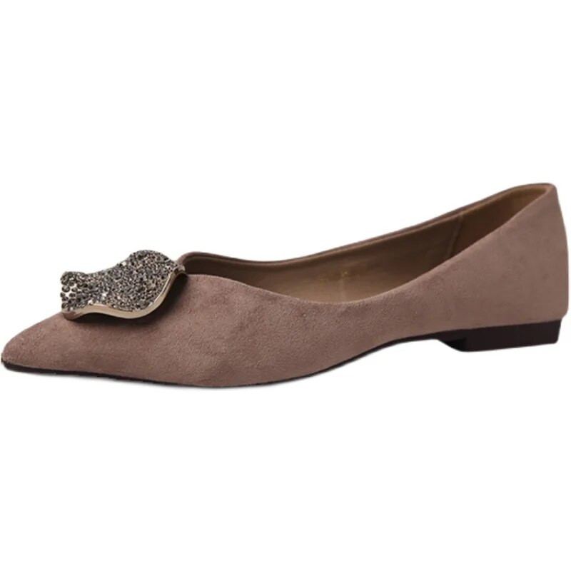 Retro metalne ukrasne modne cipele od brušene kože u korejskom stilu za proljeće/jesen Plitke ravne cipele Ženske cipele na špic za slobodno vrijeme