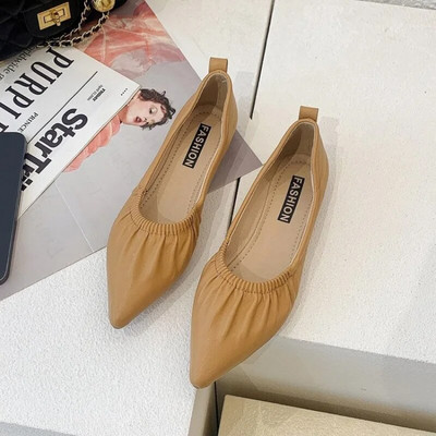 2023. Ženske kožne cipele plus velike radne cipele u osnovnom stilu, jednobojne, različite radne cipele od jataste kože sa šiljatim vrhovima zapatos de mujer