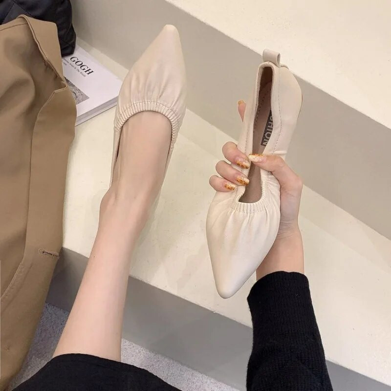 2023. Ženske kožne cipele plus velike radne cipele u osnovnom stilu, jednobojne, različite radne cipele od jataste kože sa šiljatim vrhovima zapatos de mujer