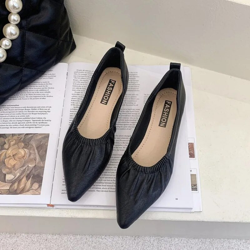 2023. Ženske kožne cipele plus velike radne cipele u osnovnom stilu, jednobojne, različite radne cipele od jataste kože sa šiljatim vrhovima zapatos de mujer