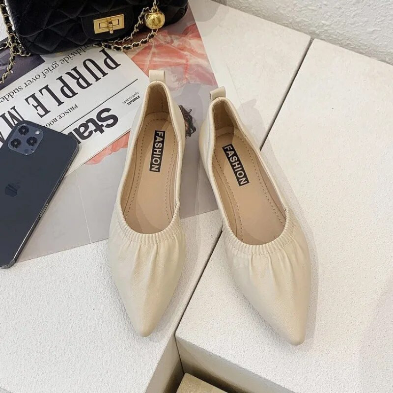 2023. Ženske kožne cipele plus velike radne cipele u osnovnom stilu, jednobojne, različite radne cipele od jataste kože sa šiljatim vrhovima zapatos de mujer