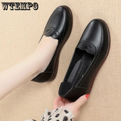 Apavi ar plakanu zoli PU ādas apavi sievietēm Ērti zema papēža, pret slīdēšanas apaļa purngala darba apavi Sekli uzvelkami pavasara rudens pilienu piegāde